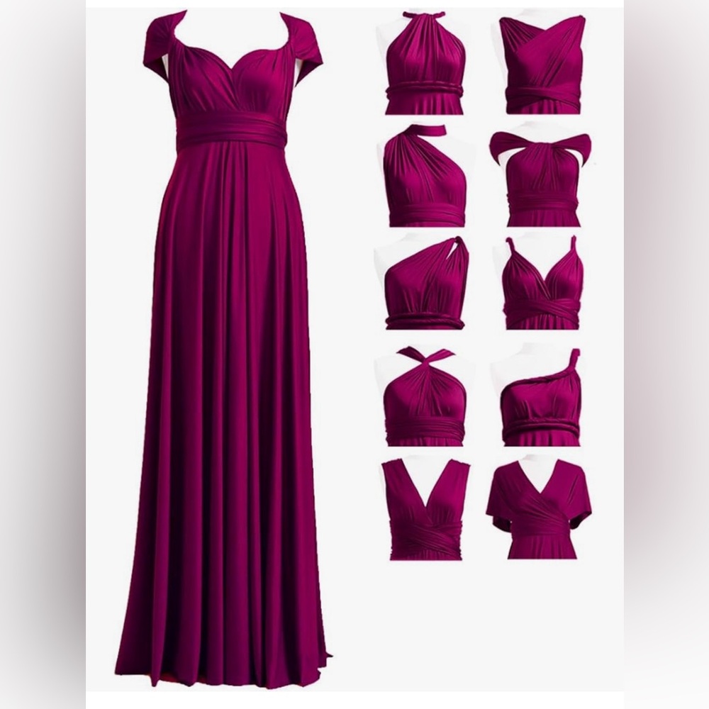 Elegant Magenta Convertible Maxi Dress